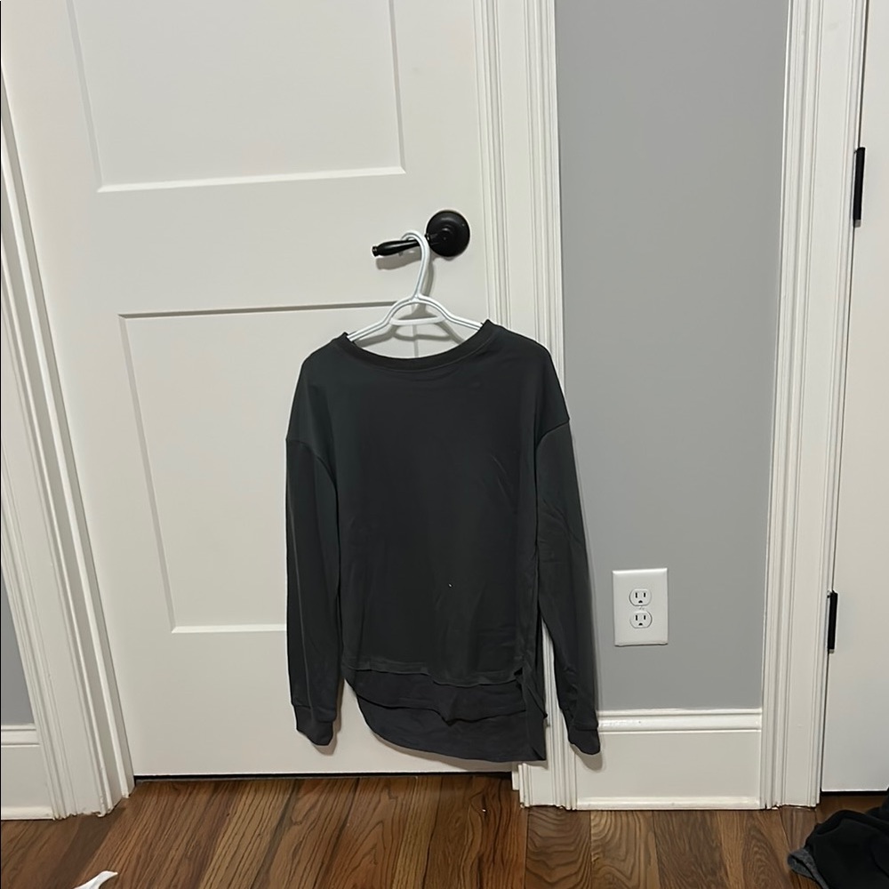 Gray Crew Neck Sweater with Soft Knit Texture